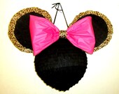 Plain Black Leopard Trim Minnie Mouse Custom Pinata