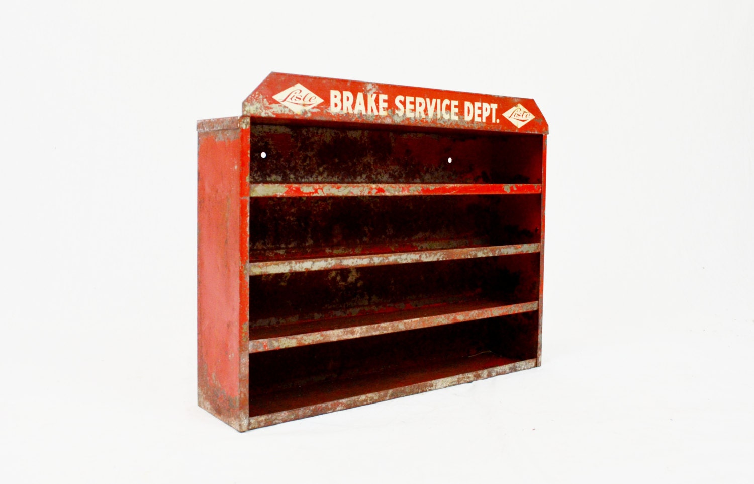 Vintage Industrial Metal Display Shelf - Lisle Brake Service Department