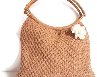 FREE SHIPPING  handmade bags - (white-brown)Afghan Crochet Bag, Handbag,Shoulder  Winter handmade beaded new Bag,seasonal Bag,gift idea