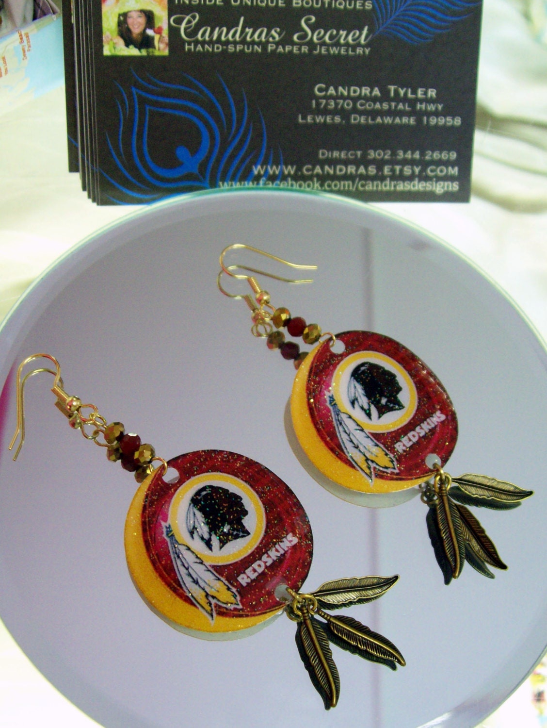 Washington Redskins Feather Earrings