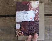 Recycled greetings card with envelope: Sheep design