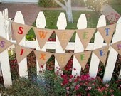 Sweet Sixteen Sweet 16 Birthday Banner Rainbow Burlap - REVERSIBLE Rainbow, Custom colors, bunting, pennant