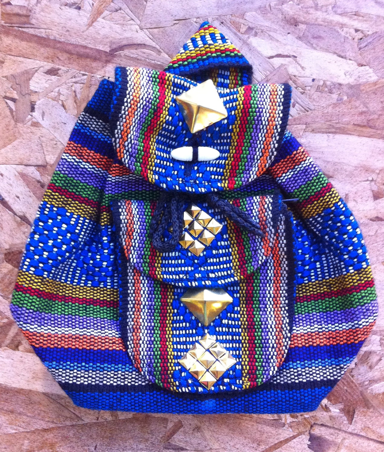 Blue Mix Studded Mini Festival Backpack