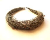 Linen cord necklace / multistrand necklace / sprakling / eco style / summer fashion / brown / taupe