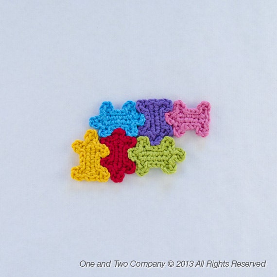 Instant Download - New PDF Crochet Pattern - Puzzle Pieces Applique - Text instructions and SYMBOL Chart instructions