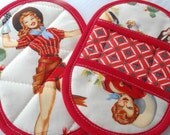 Pinup cowgirl mini pot holders