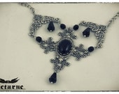 Ornate Cross Gothic Necklace with Onyx Stone  - Statement Jewelry - Victorian Gothic Jewelry