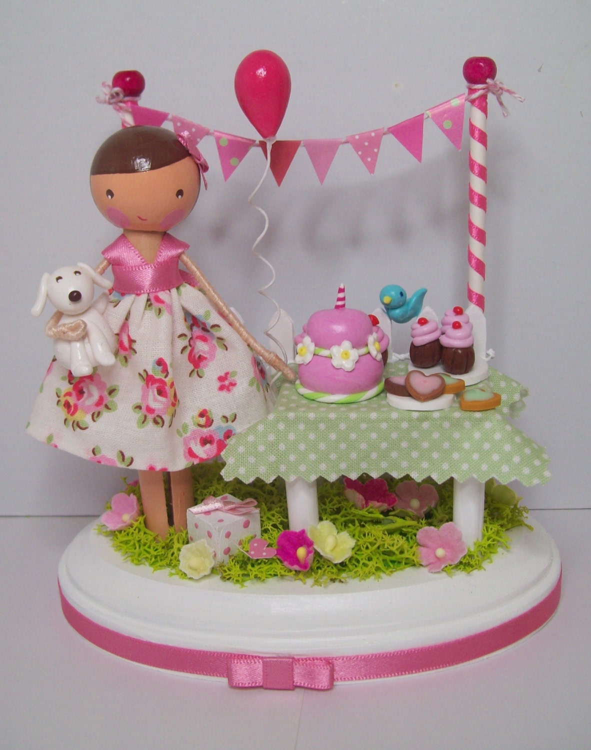 Clothespin doll-Custom celebration cake topper