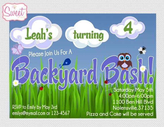 Backyard DIY/Printable Party Invitation Il_570xn
