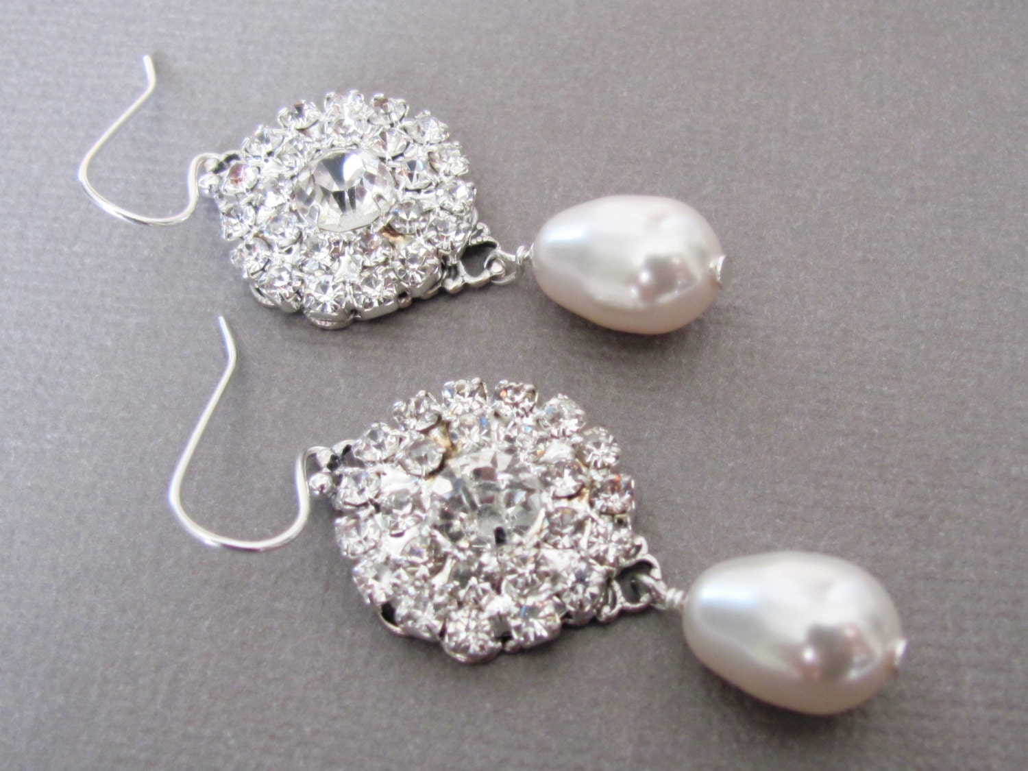 Bridal Earrings Wedding Earrings Bridesmaid Earrings Bridal Jewelry Maid of Honor Gift Rhinestone Earrings Pearl Earrings Sterling Silver