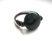 Agate Moon Ring of Hand Forged Copper Your Size. Wire Wrapped Ring.