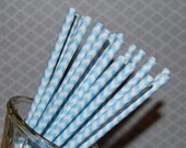 Chevron Straws - Light Blue - 25 paper straws & Flags - chevron stripe drinking straws - zig zag cake pop sticks vintage party straws