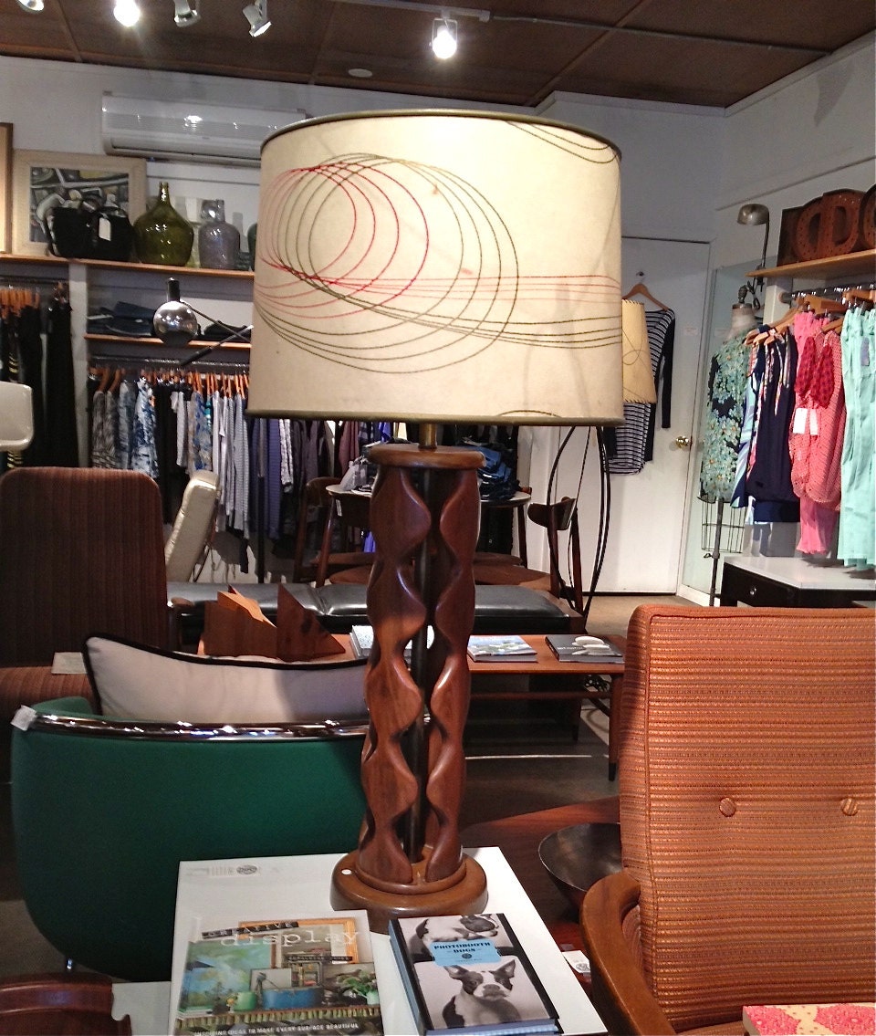Mid Century Modern Lamp with Fiberglass Shade