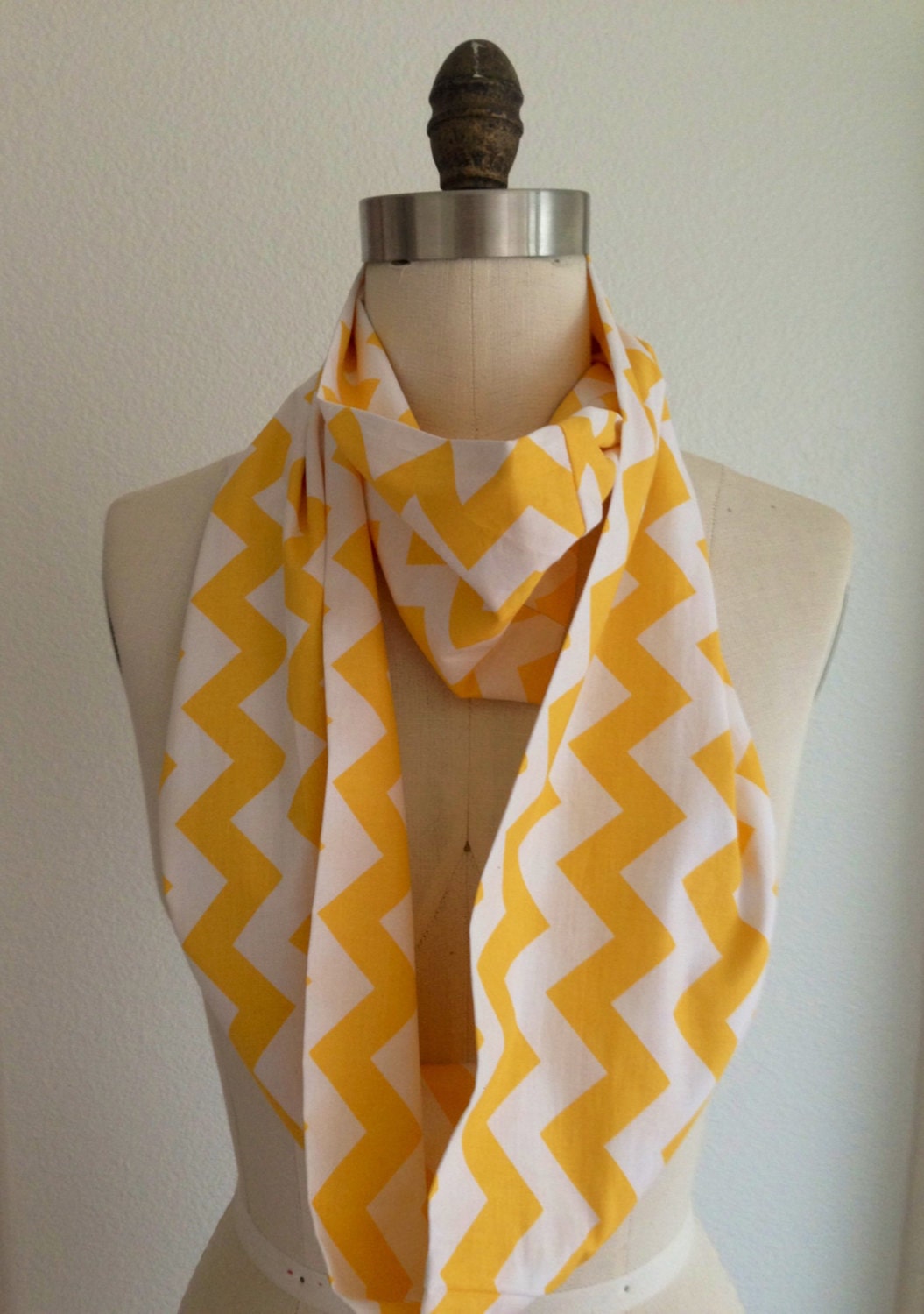 Yellow and White Chevron Infinity Scarf