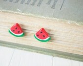 Watermelon Earrings: Watermelon Studs, Watermelon, Polymer Clay Earrings Food, Cute, Polymer Clay Post Earrings, Polymer Clay Studs