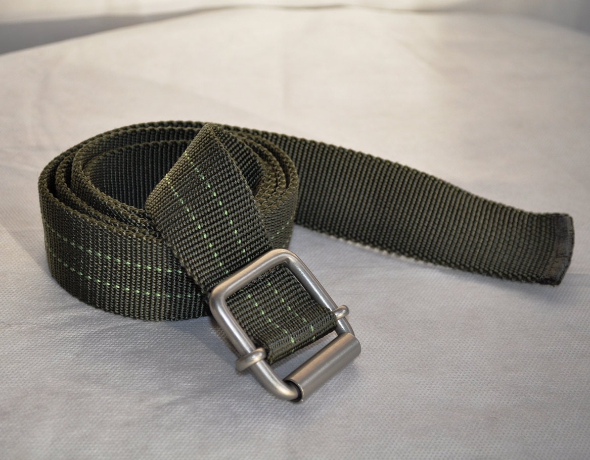 Mens Womens Belt Waist M-XL Military Style Reversible Strap Belt Khaki Green