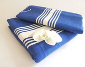 Turkish Towel, Natural Peshtemal, Soft Cotton, Hammam, spa, yoga, bathroom, For Dads, Blue