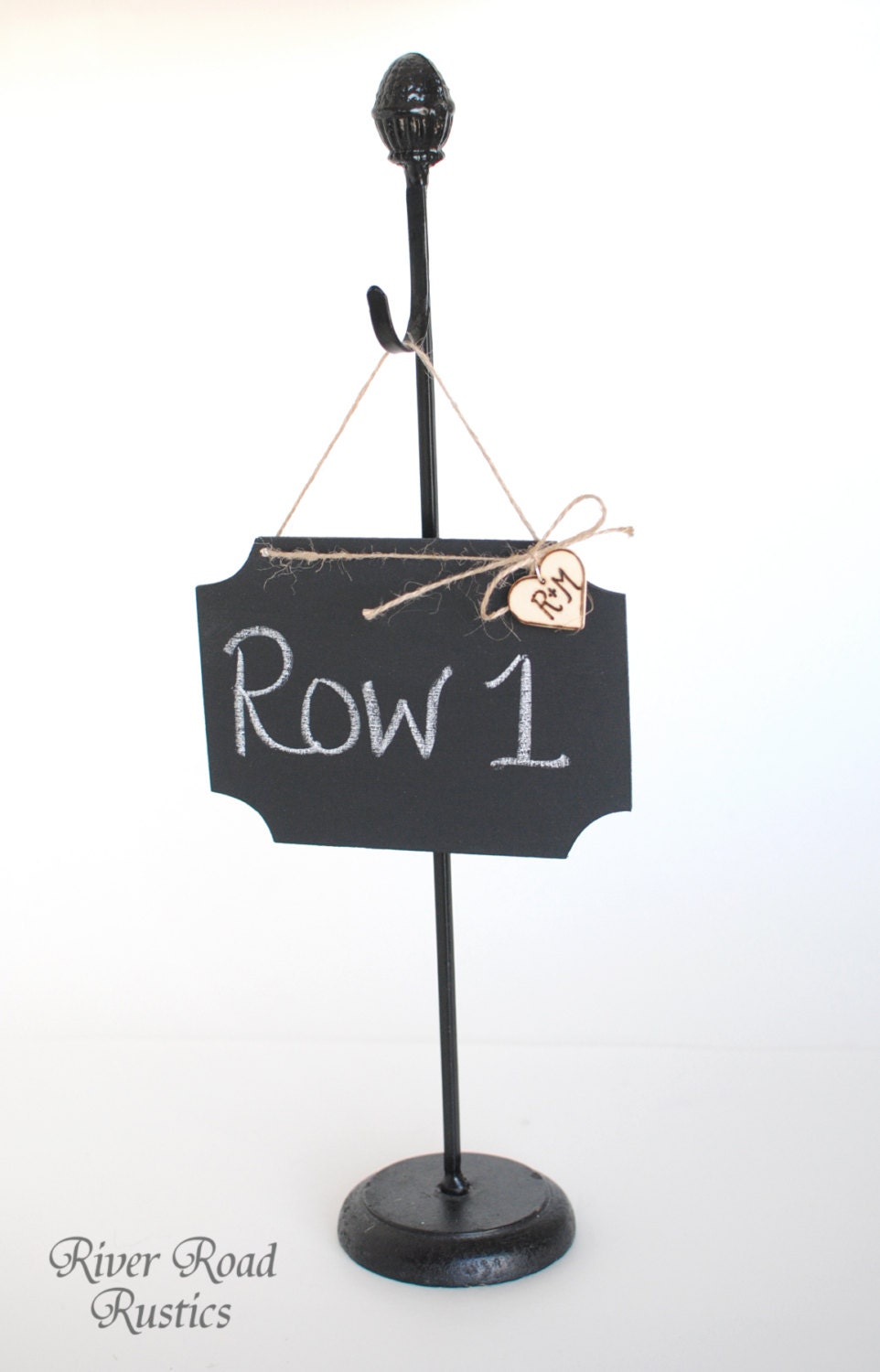 Rustic Hanging Chalk Board Wedding Sign with Personalized Heart on Twine