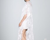 White Sheer Lace Maxi Dress Caftan