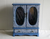 French Cottage Chic Jewelry Armoire - Shabby and Chic Jewelry Box - Upcycled Vintage Jewelry Box