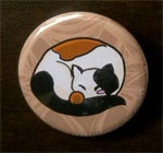 Cute sleeping Calico Cat Kitten 1-1/2" button pin cute nature wildlife - Brandy Woods