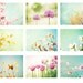 Photo Set - 9 5x7 Photographs - flower photography spring floral branch print set pale mint green blue yellow pink pretty nature wall art