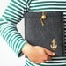 Navy iPad 1 2 3 4 new case - Limited edition - With real military insignia - Grey and golden - Anchor