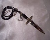 Athame / Dagger and Triquetra Pendant / Necklace -  S&H Included