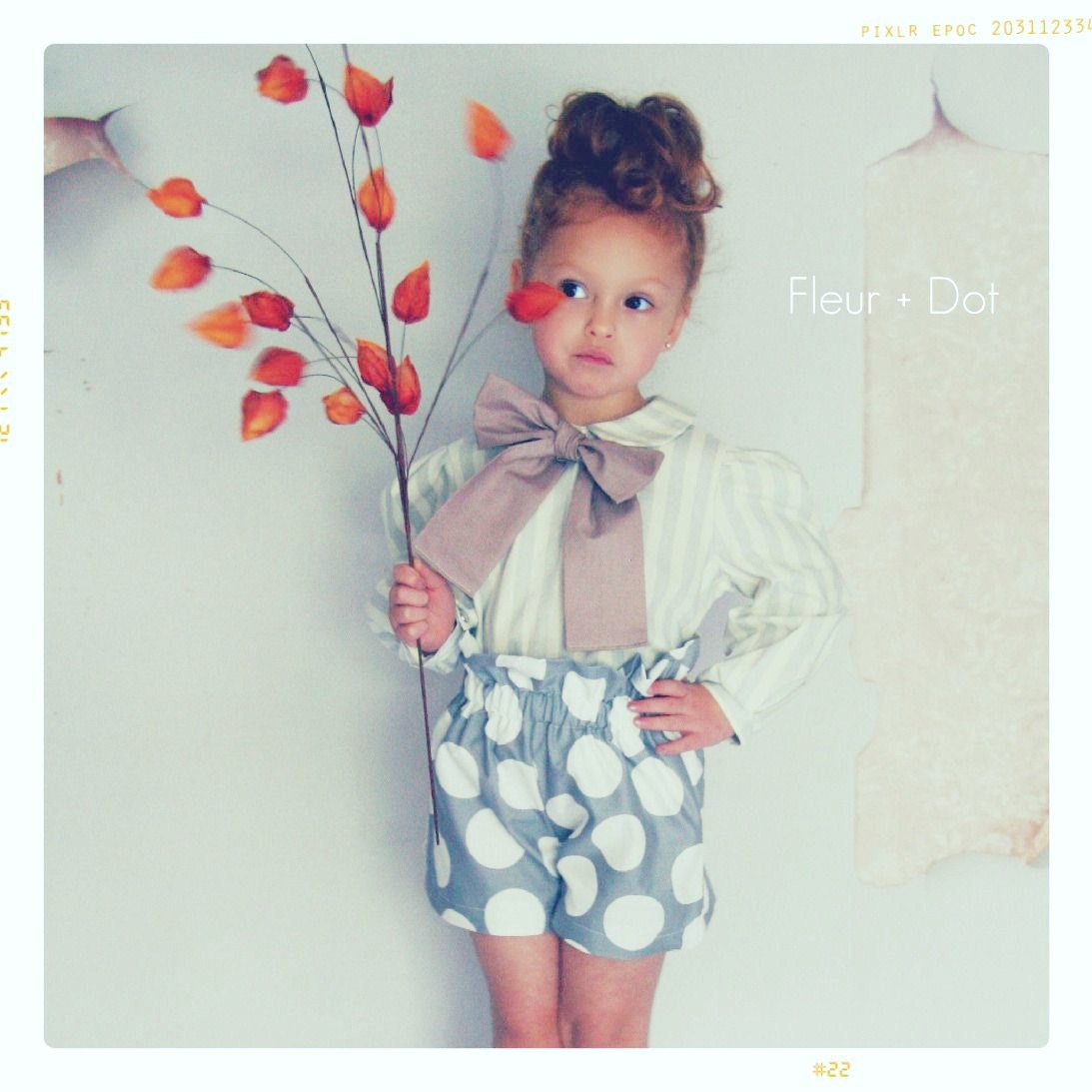Girls Shorts: The Polka Dotted Ruffle Top Shorts in Grey and White from the Autumn Winter Collection by Fleur and Dot