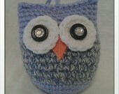 Hanging Crocheted Owl (Periwinkle/Blue/White)