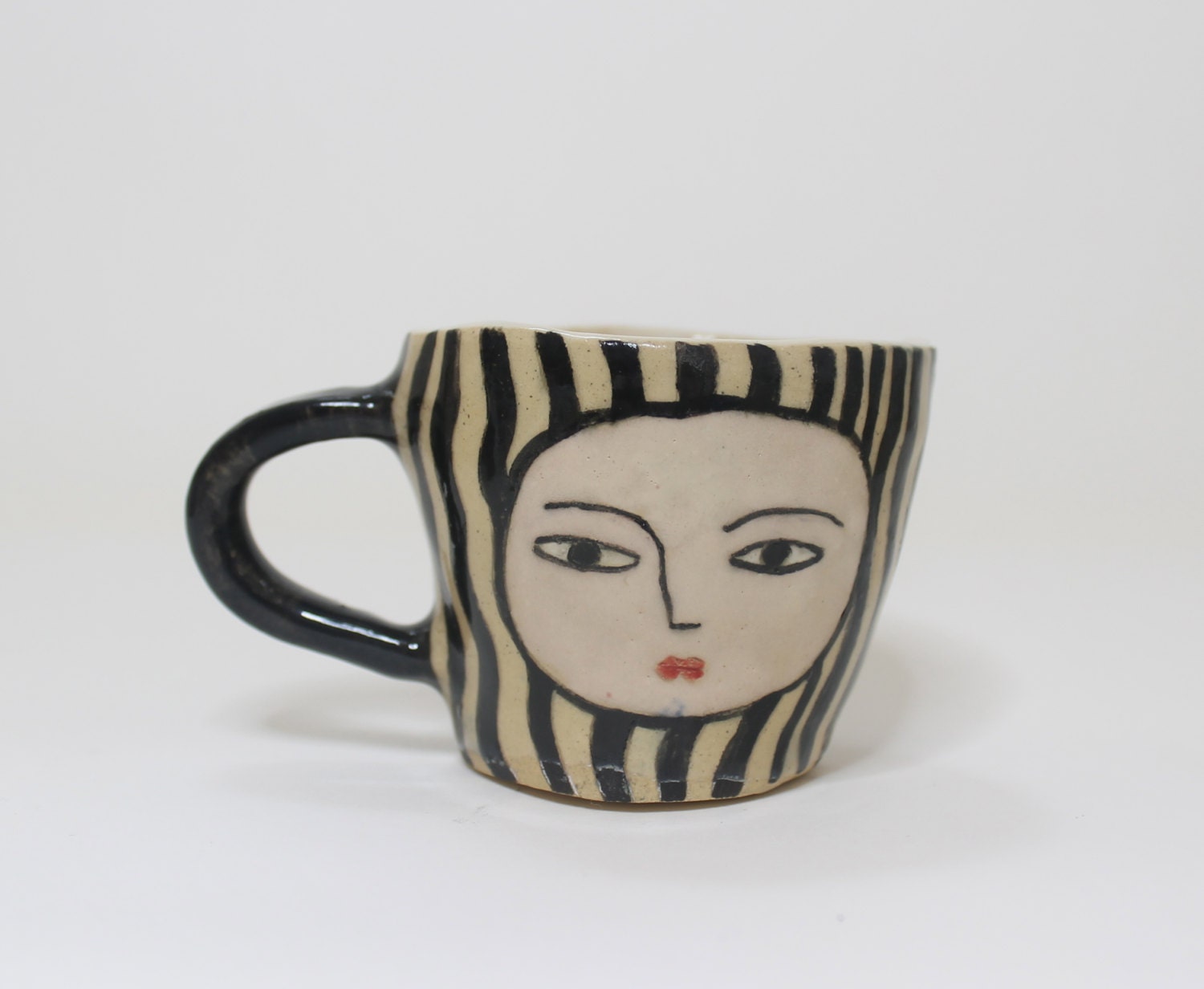 Wonky Beauty - Double Espresso- Ceramic Striped Cup
