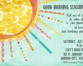 Birthday Party Invitation, You are my Sunshine, Printable, Customize, Personalize, Digital jpeg file.