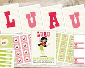 DIY Luau Printable Entire Party Set - Invitations, straw flags, banner, bottle wrap, party circles Il_170x135