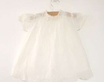 1940's Handmade, Embroidered White Lace Dress with Coordinating Petticoat