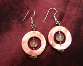 Salmon Pink Colored Handmade Shell Earrings