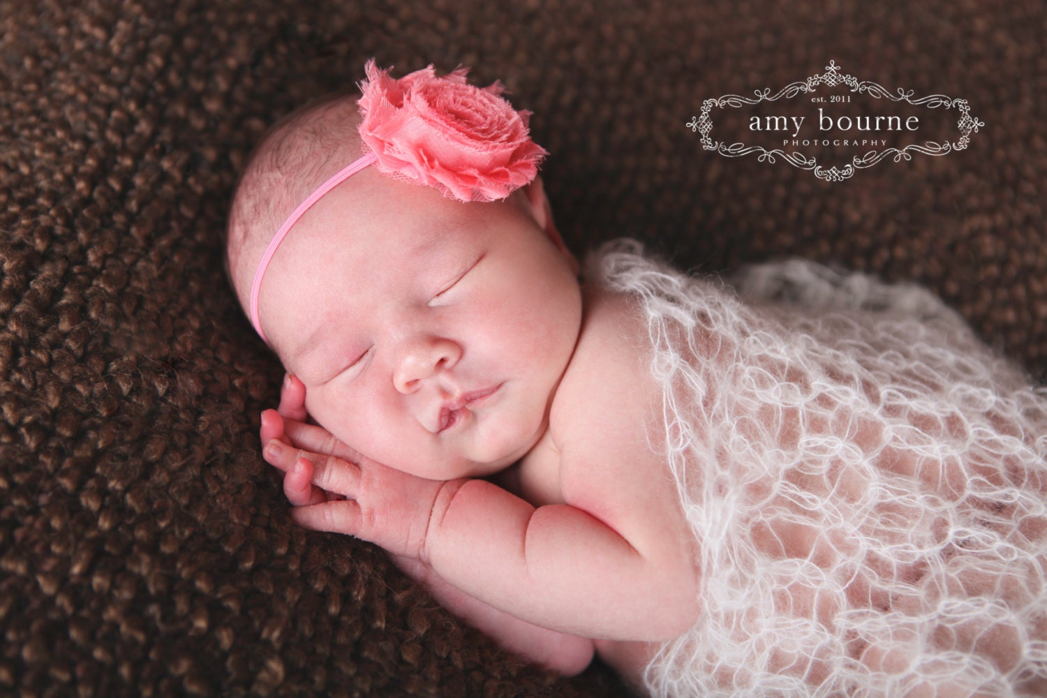 Baby Headbands - PICK 5 YOU CHOOSE - Newborn Headbands - Shabby Chic Rosette Skinny Headband - Baby Photography Prop Wedding Flower Girl
