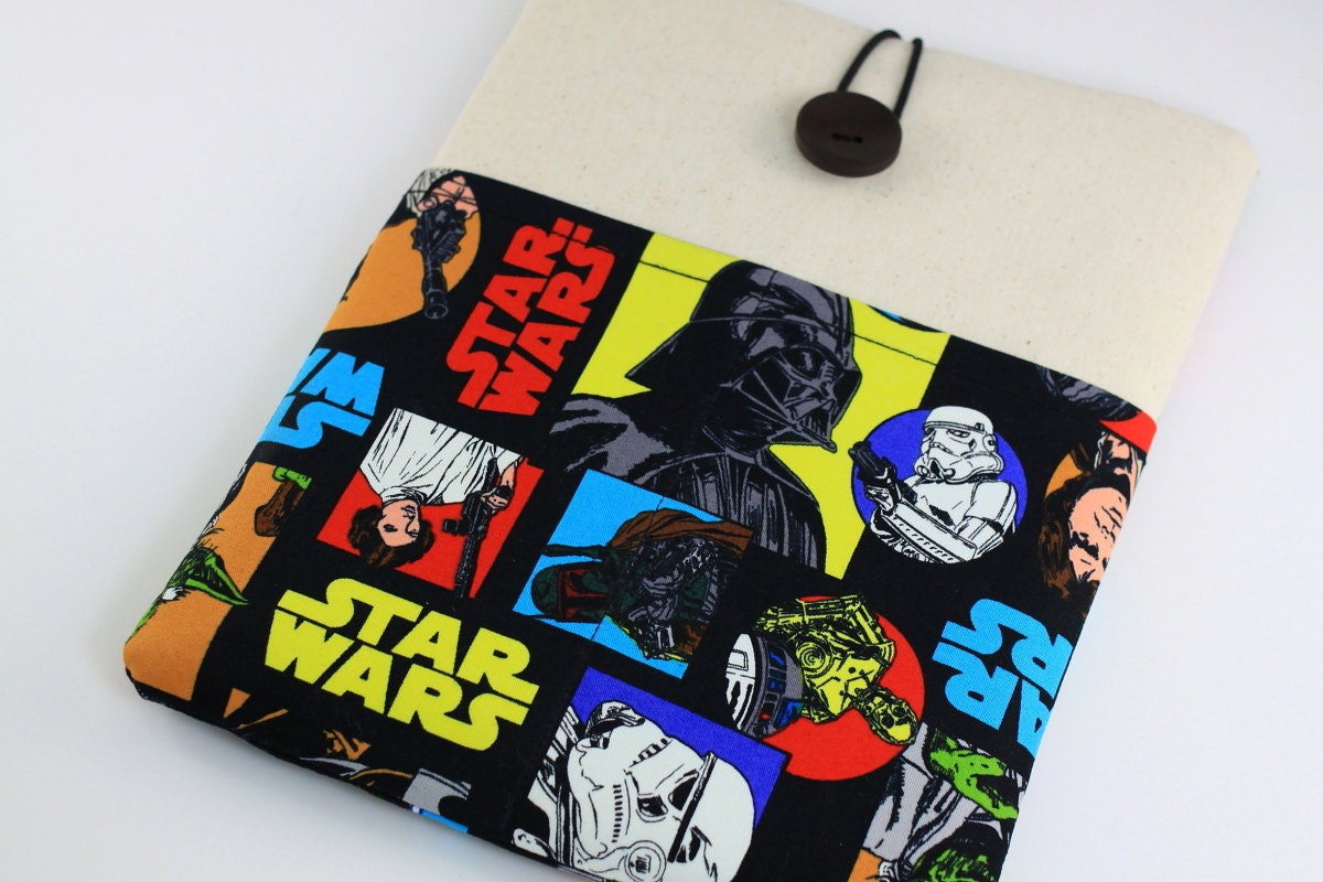 iPad Case, iPad Sleeve, iPad Cover, PADDED, with pockets for iPhone - made from Star Wars fabric