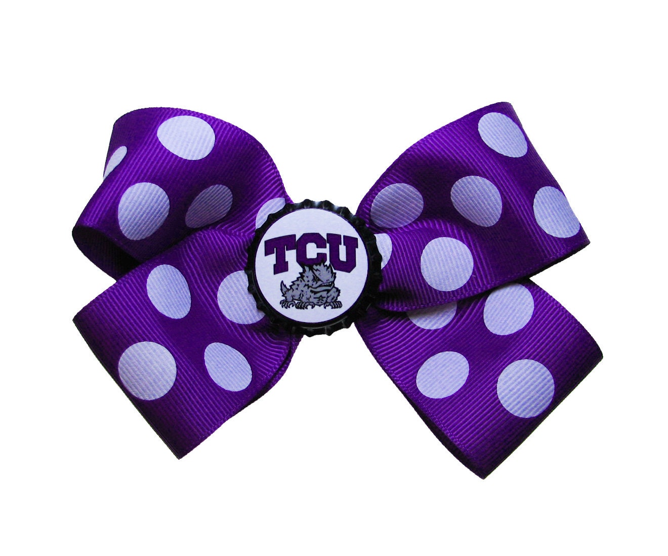 Large TCU Texas Christian University Horned Frogs Purple Hair Bow