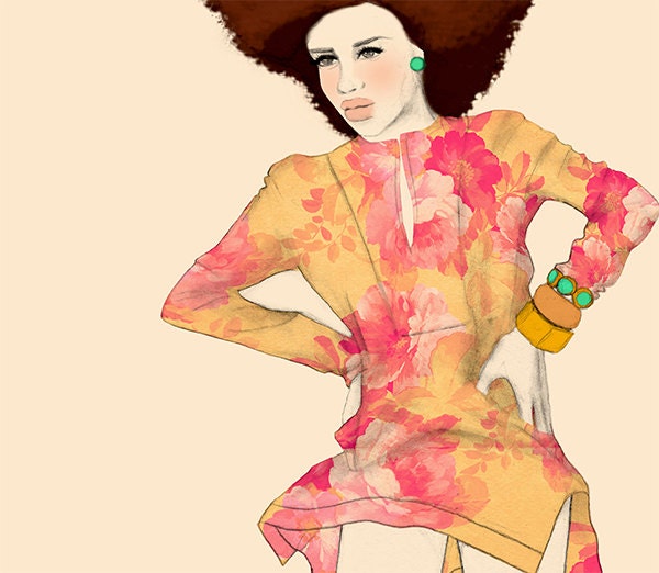Natural Hair Fashion Illustration Print