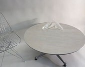 Herman Miller, Eames Refurbished Aluminum Group Coffee Table with 36" solid White washed Ash top.