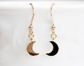 Tiny Moon Earrings Gold Moon Dangle Earrings Half Moon Minimalist Earrings Crescent Moon Jewelry - E251