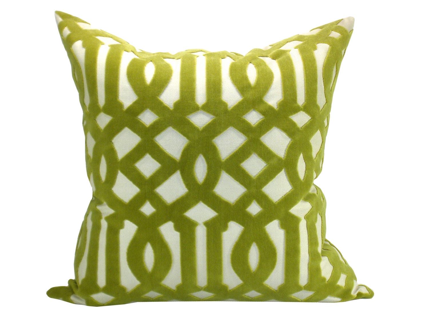 Schumacher Imperial Trellis Velvet pillow cover in Chartreuse - 17 x 17