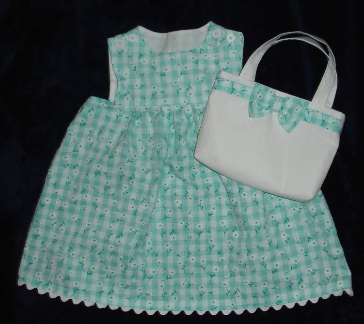 Pretty Mint Green and White  Dress with Matching Purse - Toddler Girl Size 2T
