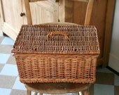 French Picnic for Two -- Vintage Wicker Hamper, French Basket