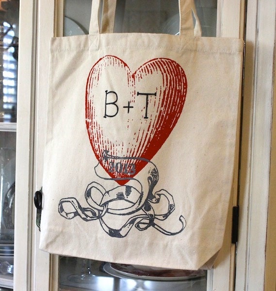 1 "SWEET HEART" Tote Bag -Bridesmaid Tote Bag- Personalized Wedding gift  -Wedding favors by Modern Vintage Market