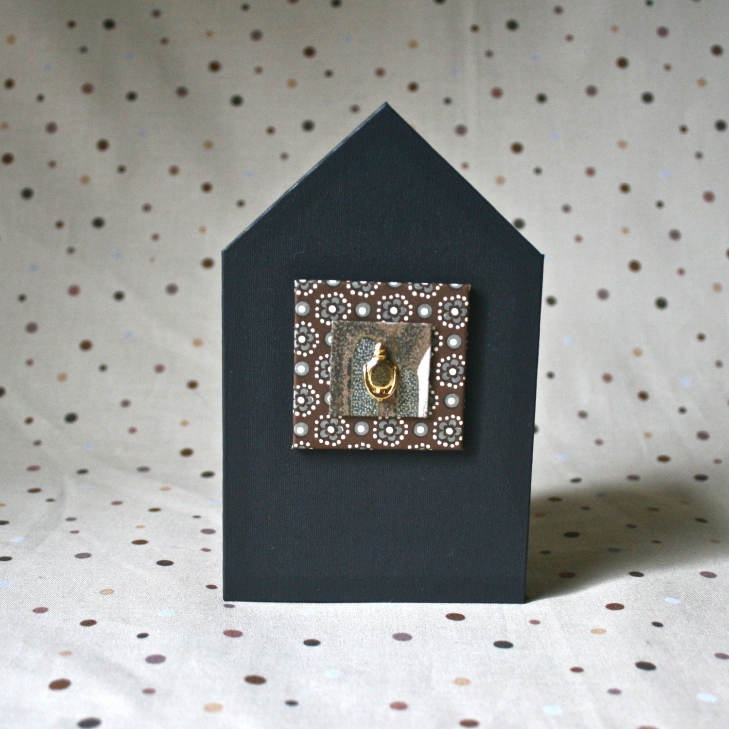 House Shaped Handmade Gift Box with Vintage Photo for Housewarming Home Decor