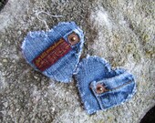 Earrings - Heart Shaped Recycled Seven for All Mankind Designer Denim - Upcycled
