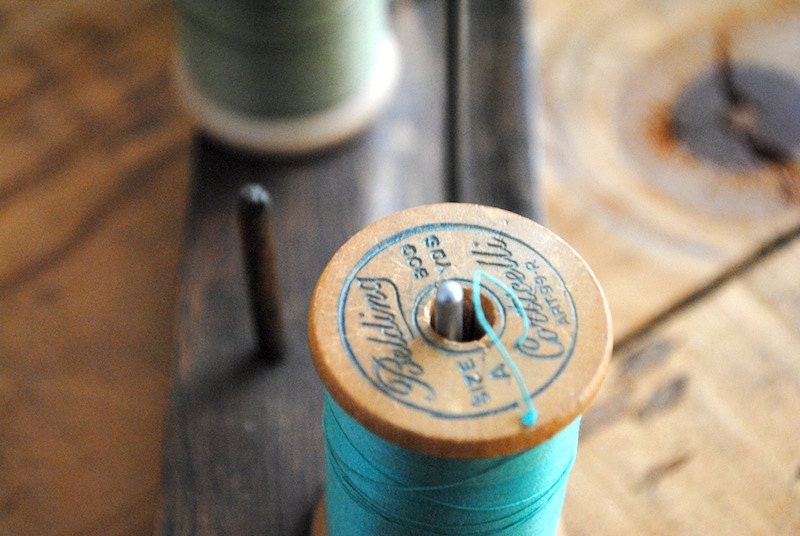 Vintage Spool Holder - Thread Spools Wooden Display Yarn - labiblioteca