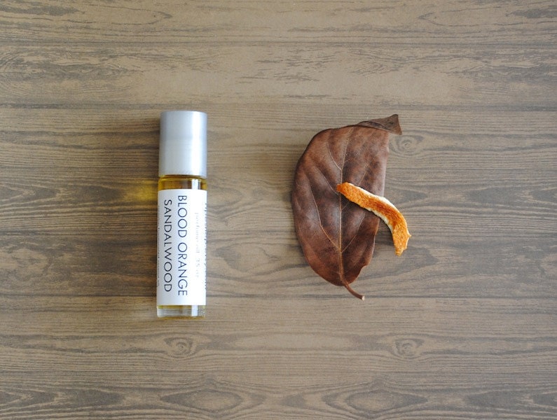 Blood Orange Sandalwood Perfume Oil - Roll On Perfume Citrus Musk Woodsy Fragrance Vegan