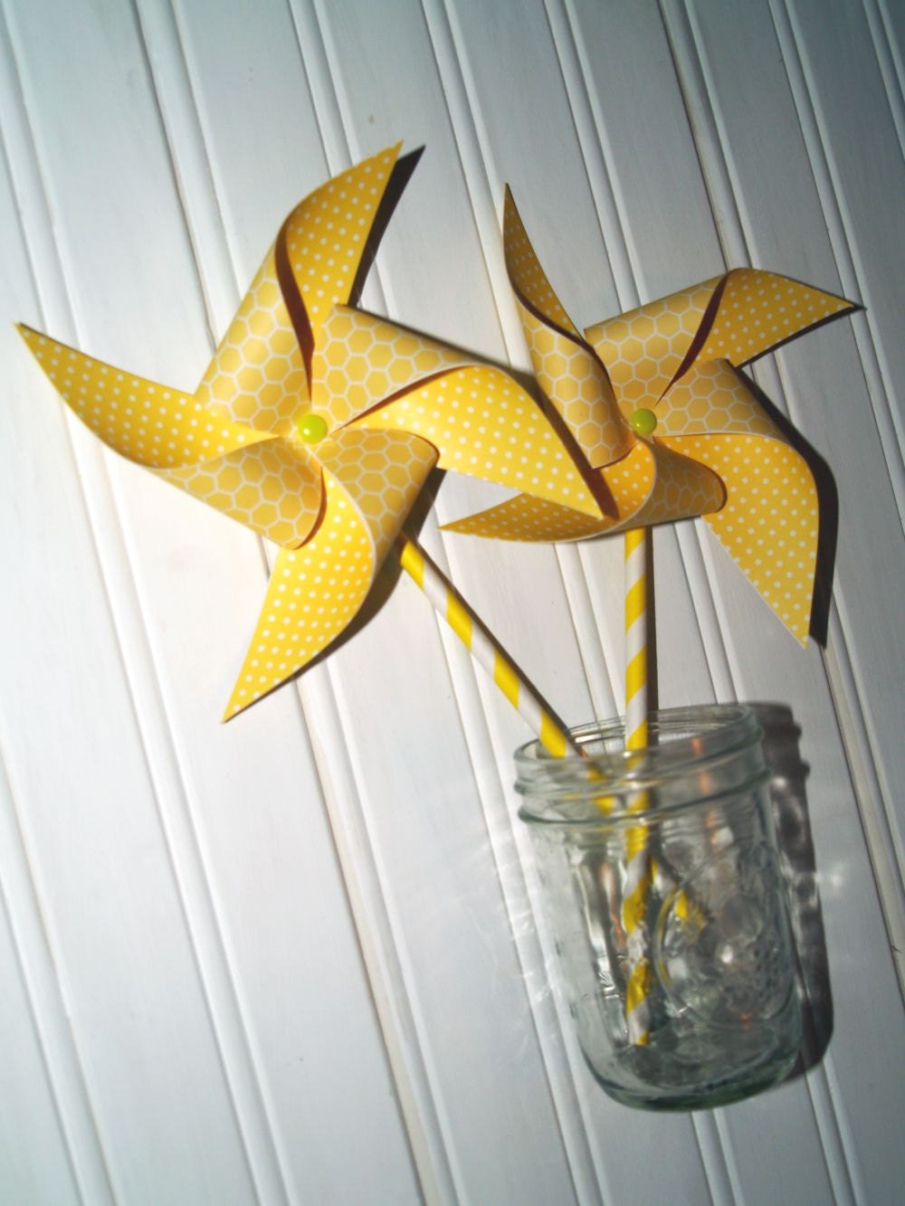 Honeycomb and Polka Dots Pinwheels on Paper Straws set of 4 Il_170x135